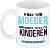 Bellatio Decorations Cadeau koffie/thee mok voor moeder - blauw - trotse moeder- Moederdag - 300 ml