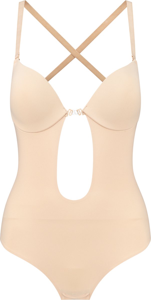 Bye Bra Low Back Sensual Bodysuit Beige M