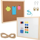 Belle Vous Cork/Dry Erase Whiteboard Combination - 42 x 32.5cm/16.5 x 13 Inches - Combo Board with Pens, Pins, Magnets & Eraser - Double-Sided Bulletin Board for Office, Home & School Classroom