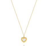 Twice As Nice Halsketting in goudkleurig edelstaal, parelmoer hart 40 cm+5 cm