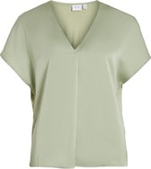 Vila T-shirt Viellette V-neck S/s Satin Top - No 14089239 Swamp Dames Maat - 42