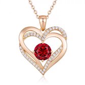 Gold Plated Swarovski® hart ketting rood - 45 cm - Valentijnsdag - Moederdag Cadeau - Geschenkset Vrouwen - Cadeau voor Vrouw - Verjaardagscadeau - Cadeau - Geschenk voor haar - Kerst Cadeau - Juwelia