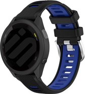 Strap-it Smartwatch siliconen sport bandje - geschikt voor Garmin Vivoactive 4 (45mm) / Venu 2 / Venu 3 / Forerunner 255 / Forerunner 265 - zwart/blauw
