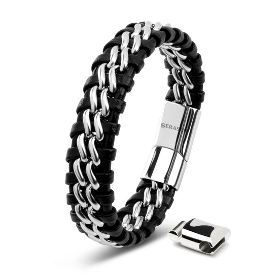 SERASAR Bracelet pour Homme [Steel], Argent 17cm, Fermoir Magnétique en Acier Inoxydable
