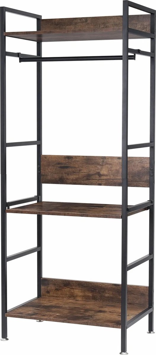 RG Enterprises® - Kapstok met schoenopslag - Schoenenrek - Schoenenkast - Zwart/Donkerbruin - 63x23x15,7cm