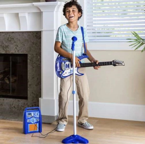 Kruzzel Elektrische Kindergitaar - Met Microfoon en Versterker - Blauw - MP3-ingang van Kruzzel — afbeelding 3