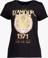 TwoDay dames T-shirt met tijgeropdruk - Zwart - Maat L