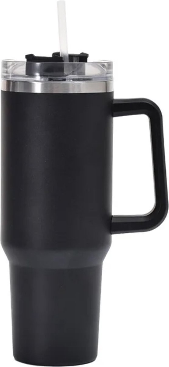 Le Cose HotHold Artistry-Tumbler met beker accessoires -Zwart -40oz -Travel Cup- RVS Thermosbeker met handvat en rietje Drinkbeker To Go Koffiebeker 1.2 Liter Thermosbeker Travel Mug Thermoskan Thermosfles Waterfles Cadeautip