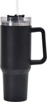 Le Cose HotHold Artistry-Tumbler met beker accessoires -Zwart -40oz -Travel Cup- RVS Thermosbeker met handvat en rietje - Drinkbeker To Go - Koffiebeker - 1.2 Liter - Thermosbeker - Travel Mug - Thermoskan - Thermosfles - Waterfles - Cadeautip