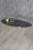 Salontafel | Marmeren look | Zwart | Luxe design | Marmer | Bijzettafel | Sofa tafel Ovaal | Woonkamer tafel | Salon tafel (2049)