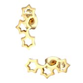 Aramat Jewels - Oorbellen 3 Sterren - Goudkleurig Staal 10mm x 3mm - Elegante Sieraden - Cadeau - Voor Haar - Stijlvolle Accessoires