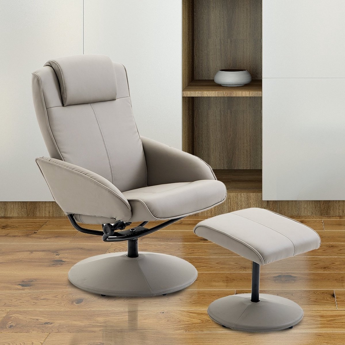Afbeelding 2 van Relaxstoel Relaxfauteuil met Voetenbankje Grijs Ergonomisch