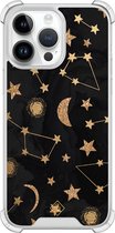 Casimoda® hoesje - Geschikt voor iPhone 14 Pro Max - Counting The Stars - Shockproof case - Extra sterk - TPU/polycarbonaat - Bruin/beige, Transparant