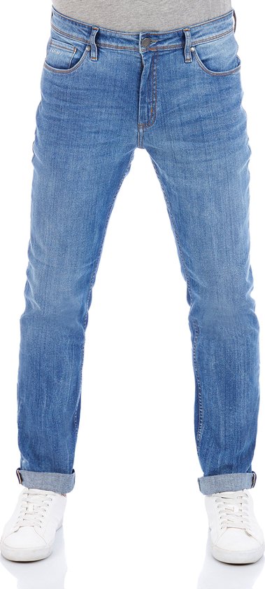 DENIMFY Heren Jeans Broeken DFMiro regular/straight Fit Blauw 33W / 36L Volwassenen Denim Jeansbroek