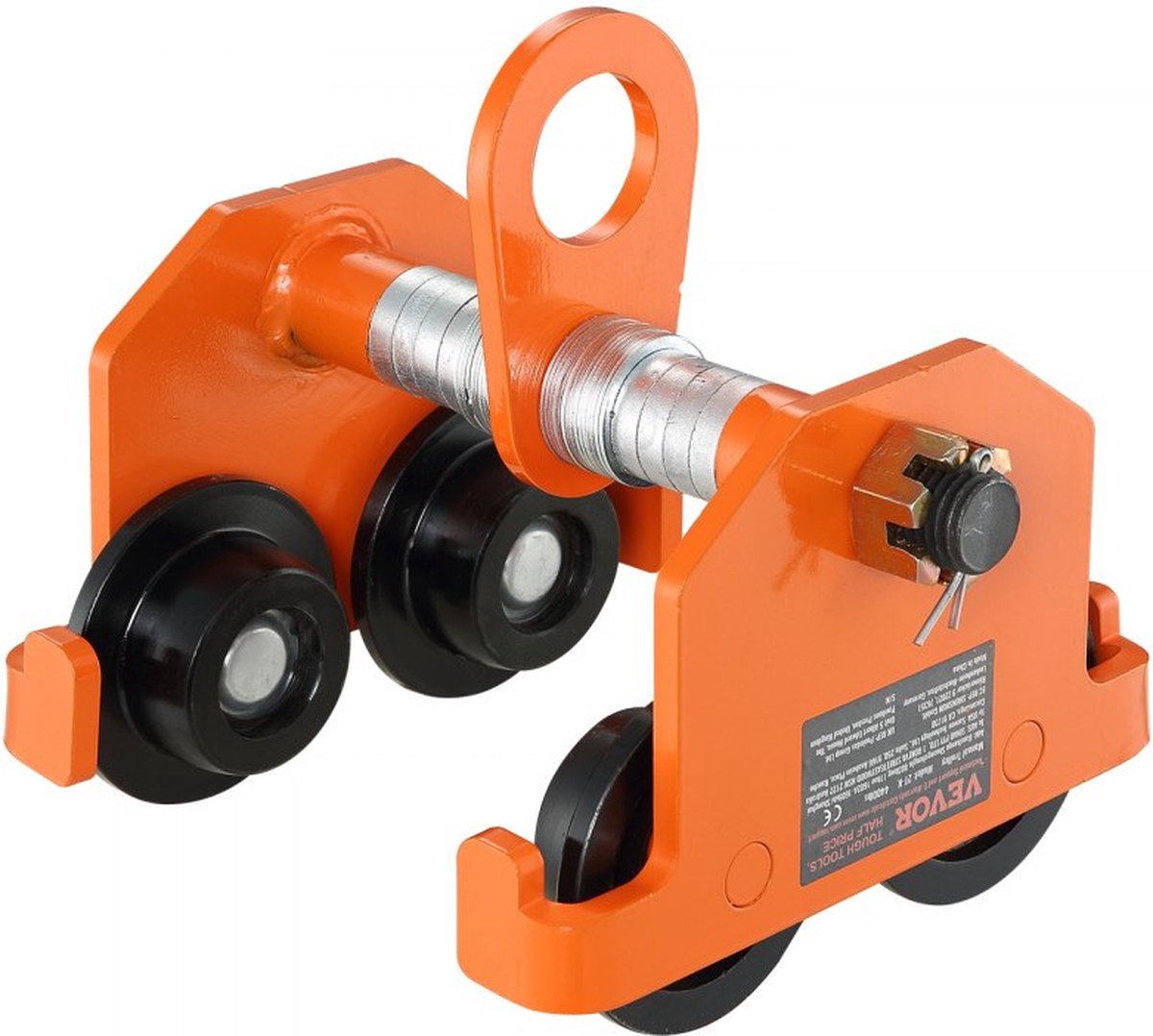 Loopkat 3 ton draagvermogen binnenkraan 63 5-203 2 mm verstelbare breedte kraan 300 x 295 x 308 mm verrijdbaar onderstel dubbele wieluitvoering steekwagen voor I en H balken binnenkraan laadkraan
