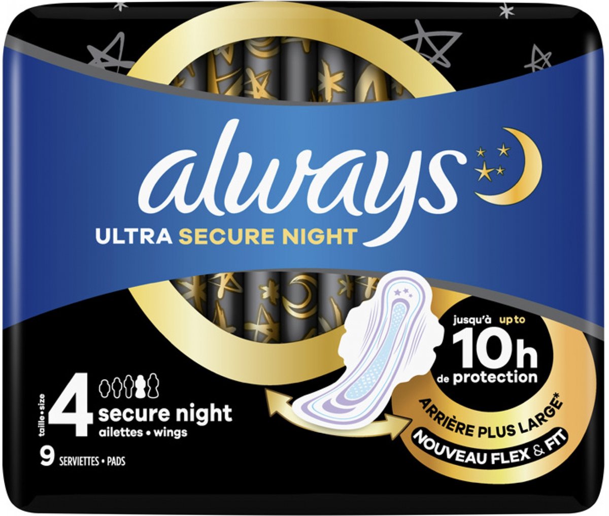 Goedkoopste Always Maandverband ultra secure nacht 9 Stuks