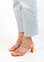 Sacha - Dames - Oranje metallic hak sandalen met bandjes - Maat 38