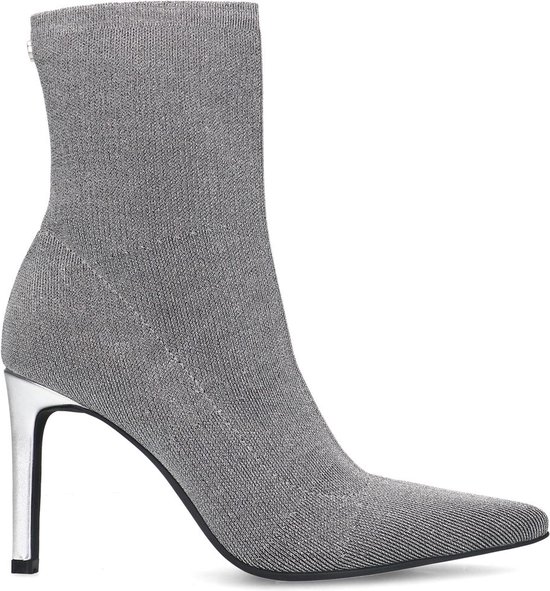 Sacha - Dames - Zilveren sock boots met naaldhak - Maat 39