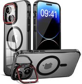 Coque de téléphone adaptée à iPhone 15 Case - Ensemble 3 en 1 - Coque + 2 Protecteurs d'écran - Étui MagSafe - Avec Support de Téléphone - Transparent