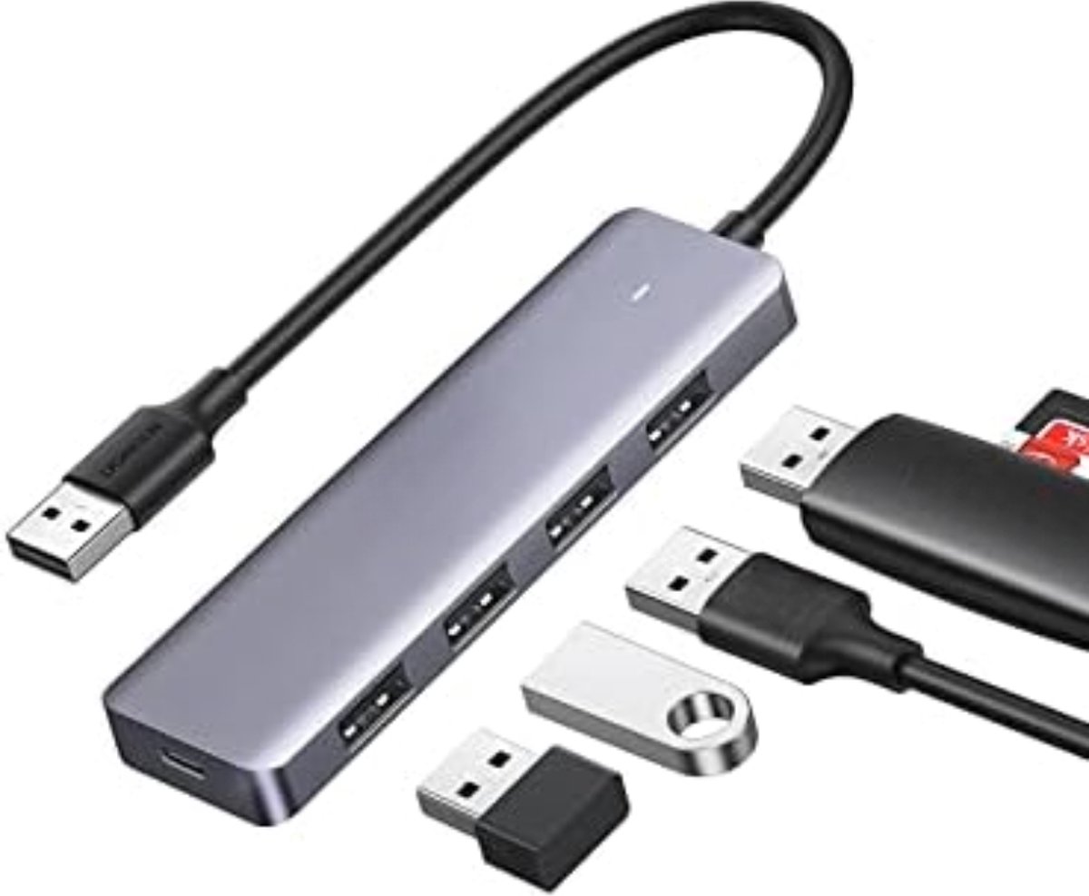 Velox Usb Splitter Voor Laptop - Usb Splitter 4 Poorten - Zilver