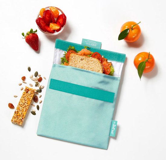 Snack'n'Go Nature Mint - Herbruikbaar Boterhamzakje en Snackverpakking - Sluiting met klittenband - BPA-vrij - Waterdichte binnenlaag - Wasbaar tot 60°C van Merkloos — afbeelding 4