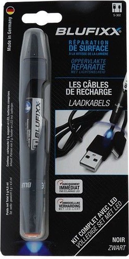 BLUFIXX Laadkabel Reparatieset + LED lamp - Zwart | bol
