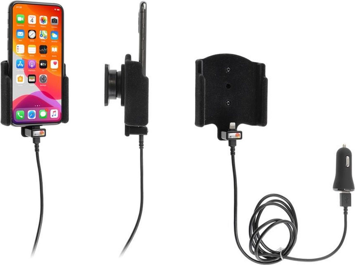 Brodit houder-lader Apple iPhone 11 Pro met USB sig.plug – zwart fluweel