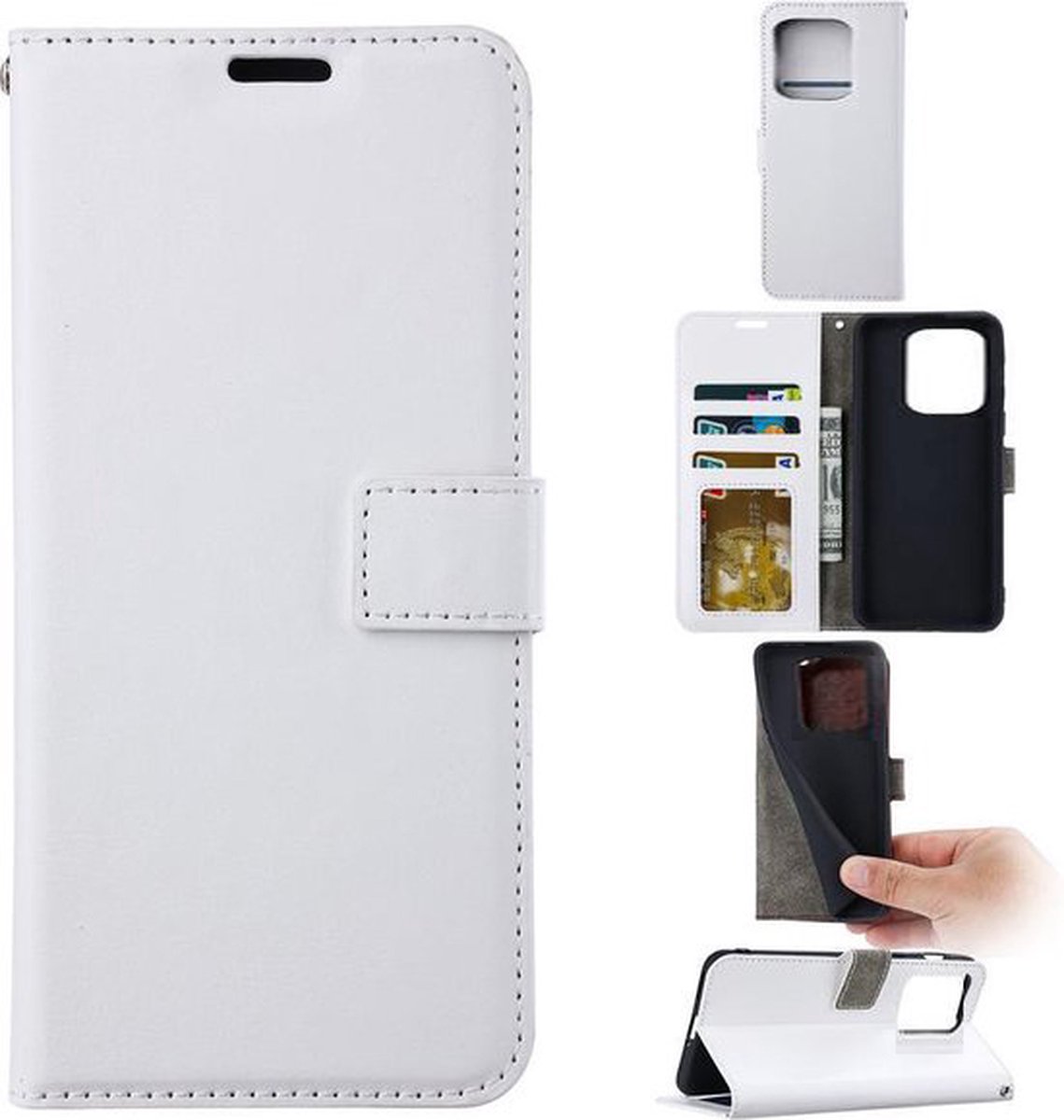 Portemonnee Book Case Hoesje Geschikt voor: Xiaomi Redmi 10A - Wit