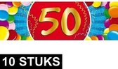10x 50 jaar stickers - Abraham/Sarah - Verjaardag/Jubilieum stickers - 50 jaar feest decoratie/versiering