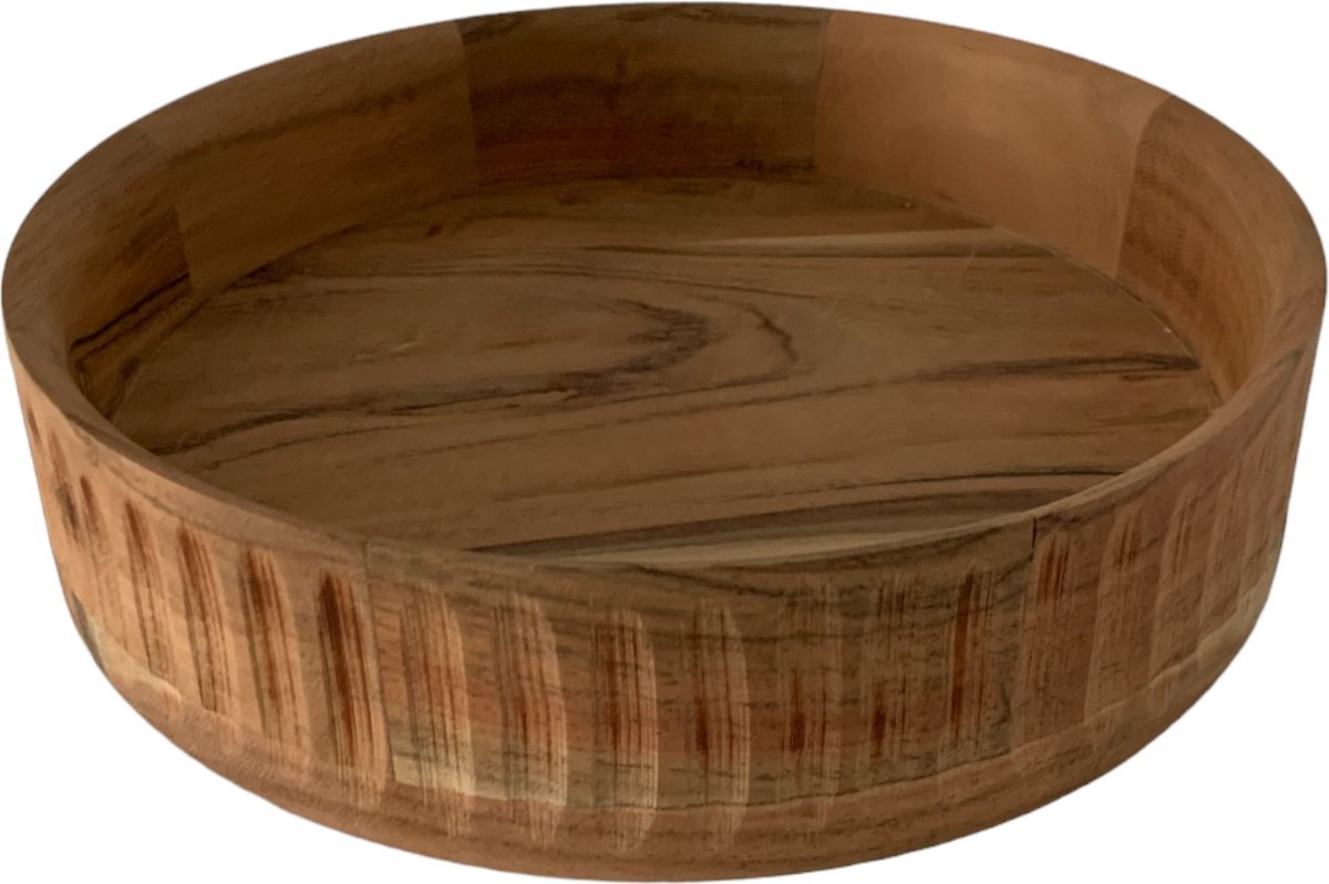WinQ - Schaal Acaciahout d:25cm - fruitschaal hout - Houtenschaal rond