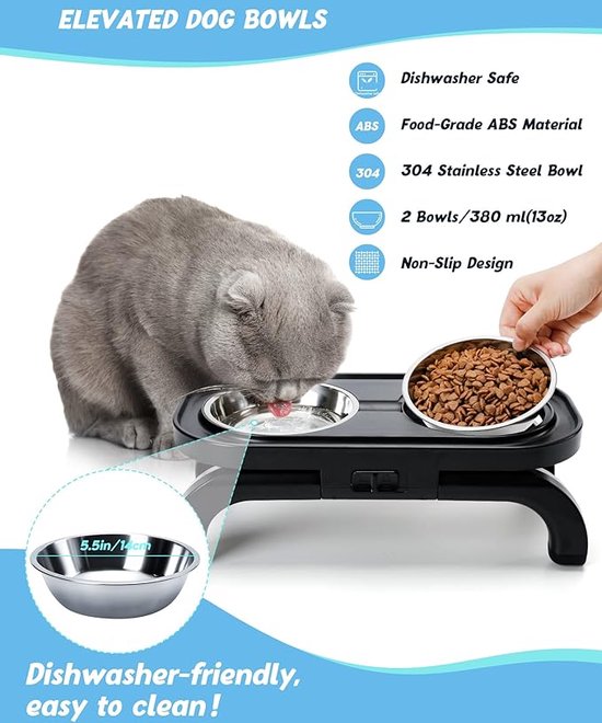 Migosset Pet Bowl, Raised Bamboo Bowl Holder for Medium at