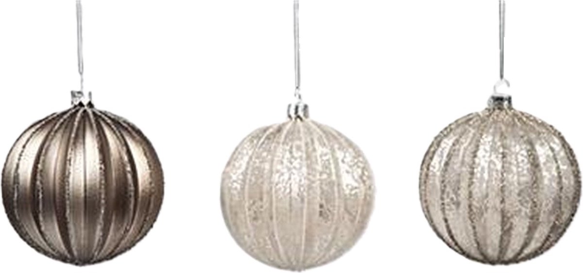 Goodwill Kerstbal Brons-Bruin-Zilver D 10 cm Voordeelaanbod per 3 stuks