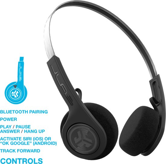 JLab Audio Rewind Wireless Retro - Draadloze Bluetooth On-ear Koptelefoon - Zwart/Oranje - JLab