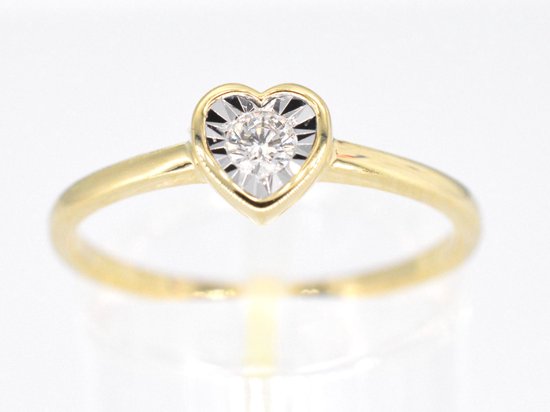 DC Jewelery - Gouden Ring - Briljant Geslepen Diamant in Hartvorm 0,10ct