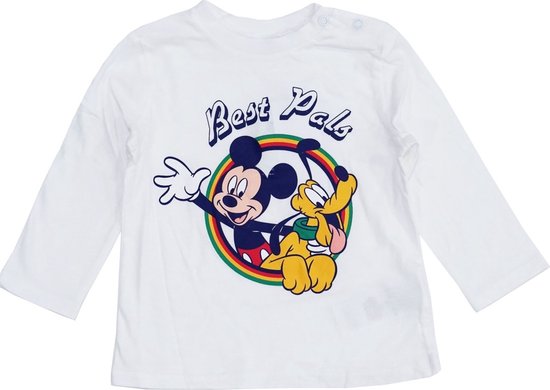 Disney - Mickey Mouse - baby-peuter . kraamcadeau - babyshower - shirt lange mouwen - wit - maat 18-24 mnd (86/92)