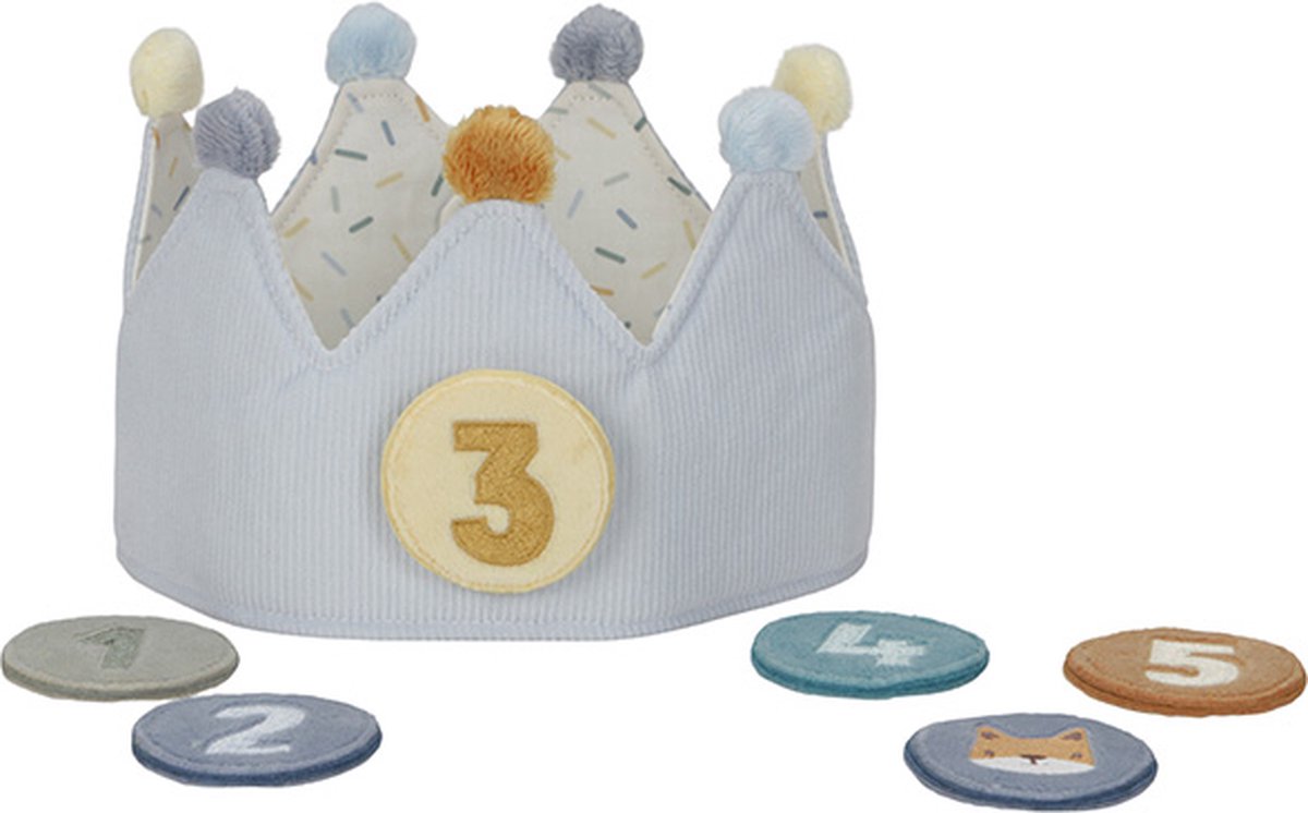 Little Dutch - Verjaardagskroon van stof met cijfers - Blauw — afbeelding 6