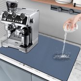 Onderlaag voor koffiezetapparaat, 60 x 40 cm, afdruipmat, servies, absorberende droogmat, siliconen mat, afdruipmat, keukenmat voor keuken, koffiezetapparaat en gootsteen (donkergrijs)