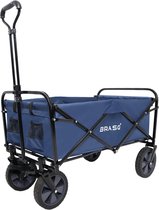 Bol.com BRASQ Bolderkar Opvouwbaar Blauw - Bolderwagen met stevig frame - Draaibare wielen - Verstelbare hendel - 80 KG Draagkracht aanbieding