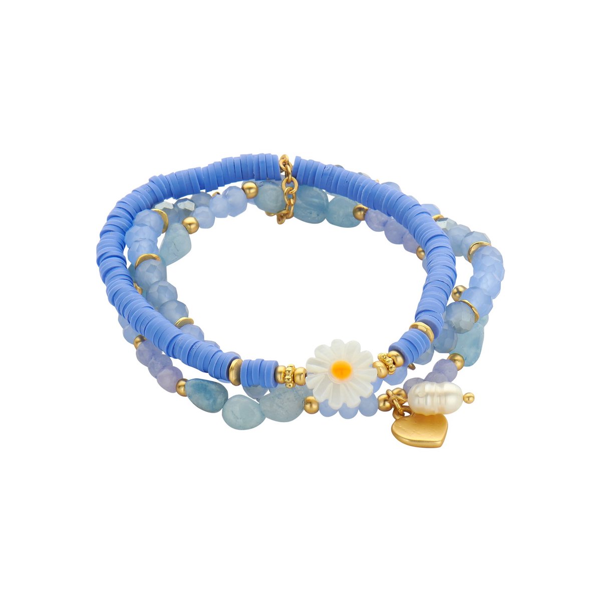 Nieuwe Collectie - Armbandenset - Armband - Biba - Voorjaar - Zomer - Bloem - Mix07 - Blauw