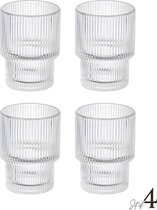 MÊZON® Stijlvolle Glazenset - Geribbelde Design Glazen - Set van 4 Kristalglazen - 190 ml Capaciteit