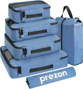 Ensemble de 6 Cubes d'emballage, sacs organisateurs de bagages essentiels pour accessoires de voyage avec sac à linge et sac à chaussures de voyage, bleu