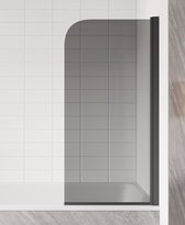 Badplaats Badwand Torino 90 x 140 cm - Rookglas - Zwart - Badscherm Draaibaar 5 mm dik - Veiligheidsglas