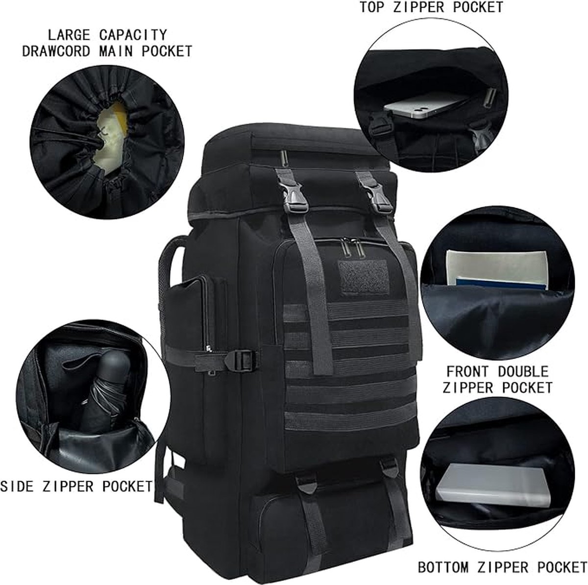 80L grote capaciteit outdoor rugzak camping reistas