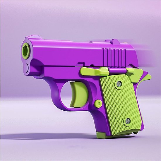 Foto: Fidget gun anti stress kinderspeelgoed fidget toys 3d geprint groen paars