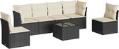 vidaXL - 7-delige - Loungeset - met - kussens - poly - rattan - zwart