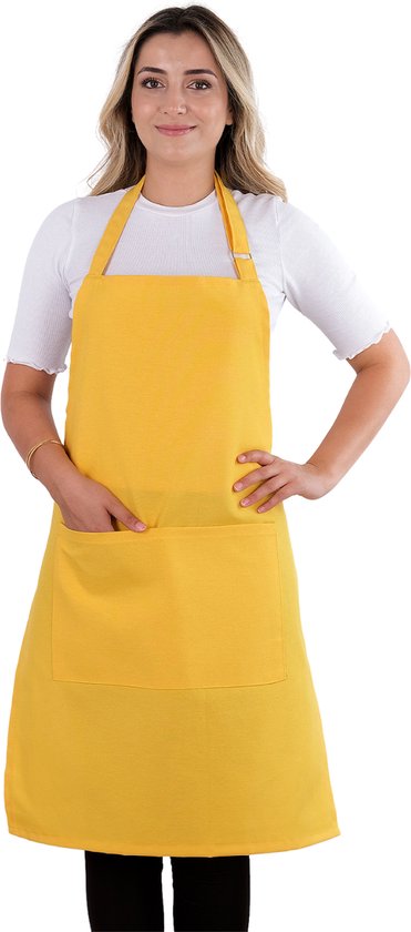 Tablier de cuisine Simple jaune tablier de cuisine réglable professionnel femme tablier de cuisine de qualité de restauration femme tablier taille unique