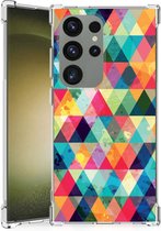 Smartphone Hoesje met foto Geschikt voor Samsung Galaxy S24 Ultra Telefoon Hoesje met doorzichtige rand Geruit
