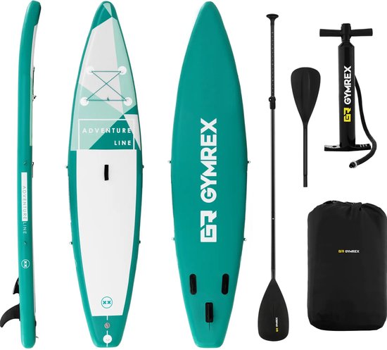 Gymrex Inflatable SUP Board - 120 kg - groen - set met peddel en accessoires