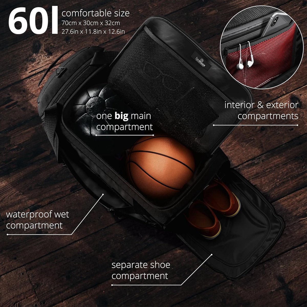 Sporttas 60 x 30 x 30 cm - Tassen kopen? | Korting tot 46