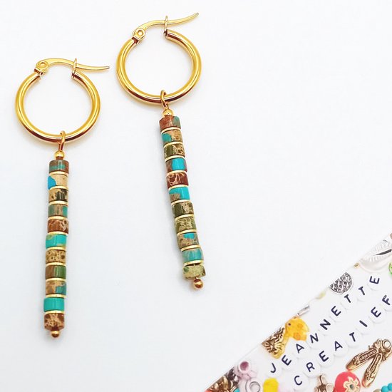 Jeannette-Creatief® - Beach - Tropical Earrings Gold - Oorbellen Natuursteen - Natuursteen